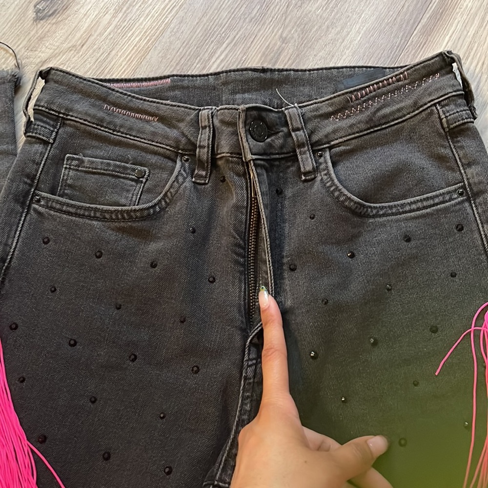 High waist fringe skinny jeans - Picture 2 of 5